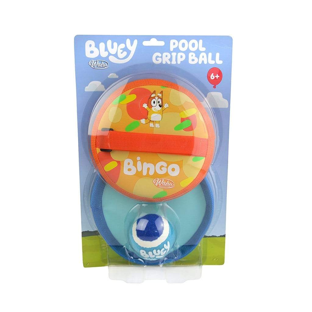 Wahu Bluey Pool Grip Ball in pack on white background