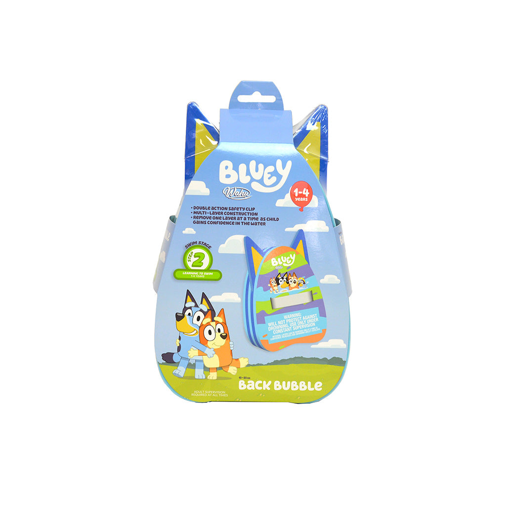 Bluey Pets Back Bubble single-action counter flip pet toy in its retail packaging, featuring a blue dog-shaped design with Bluey cartoon illustrations on a white background.