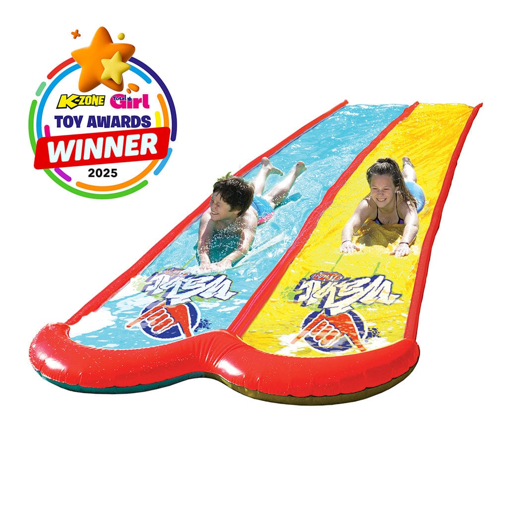 Inflatable water slide with children on a white background, featuring K-Zone Girl Toy Awards winner badge.