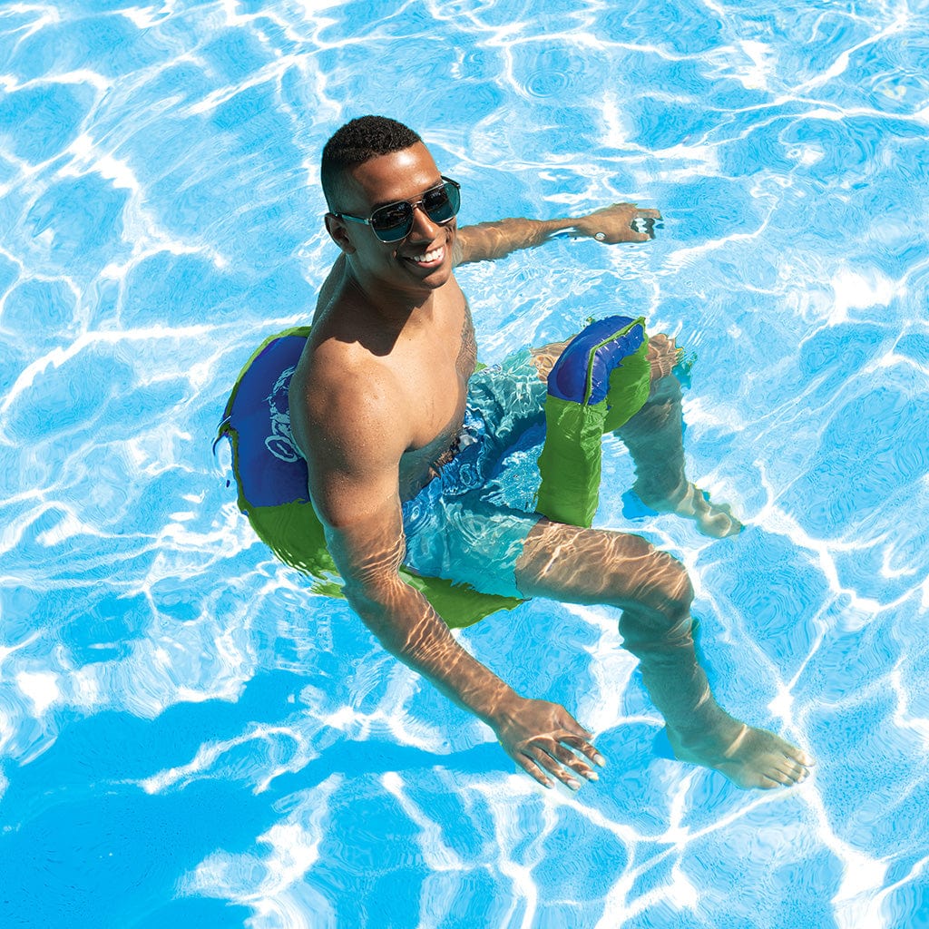 Man using Wahu Hydro Lounger in pool 