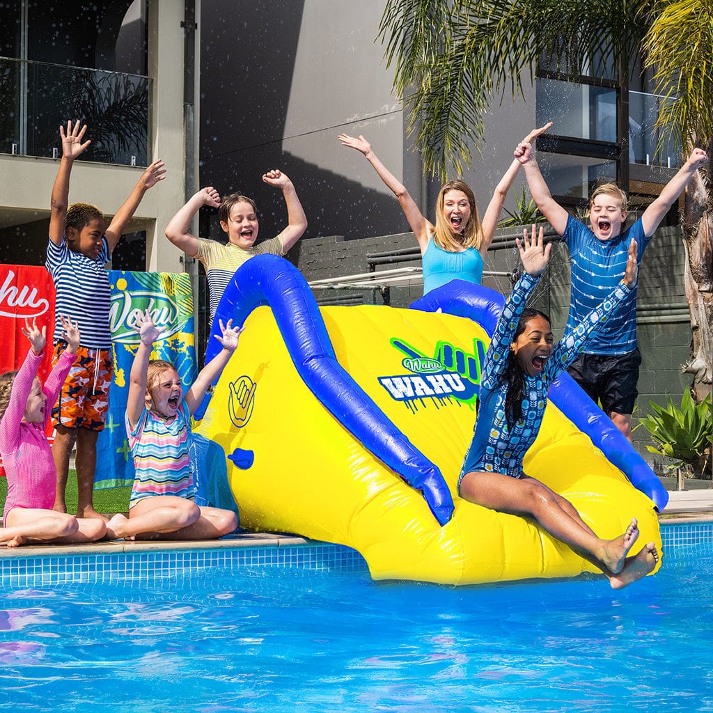 Family and friends enjoying the Wahu Ripper Dipper Pool Slide 