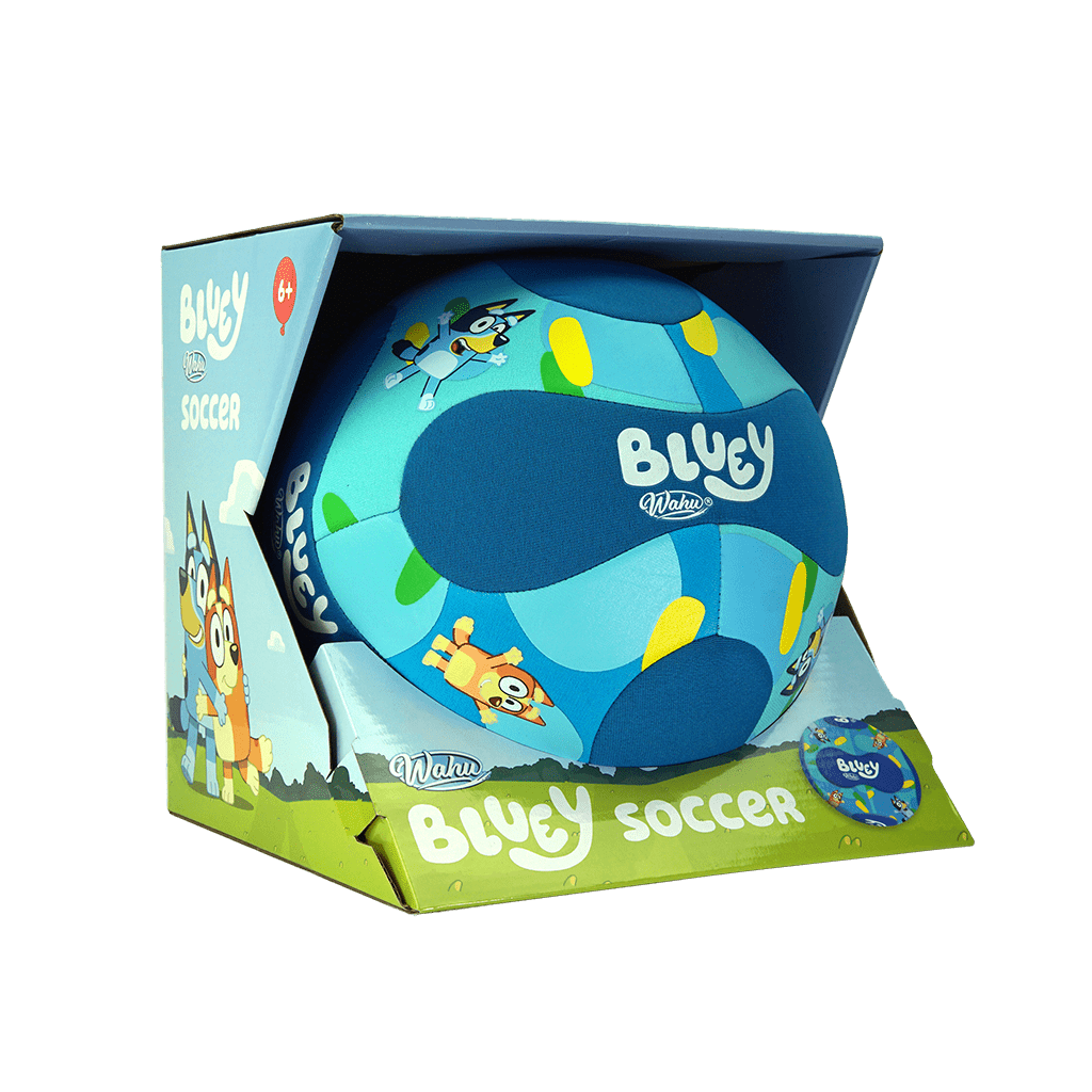 Bluey Wahu Neoprene Soccer out of pack on white background