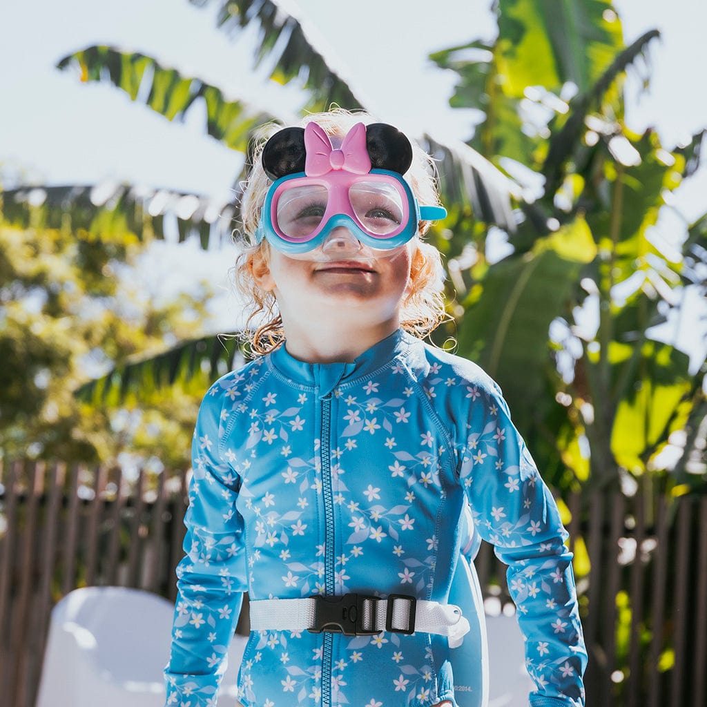 Little Girl wearing Minnie Mouse Mask Goggles